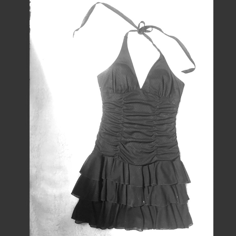 Prom, dance, short black halter dress My Michelle